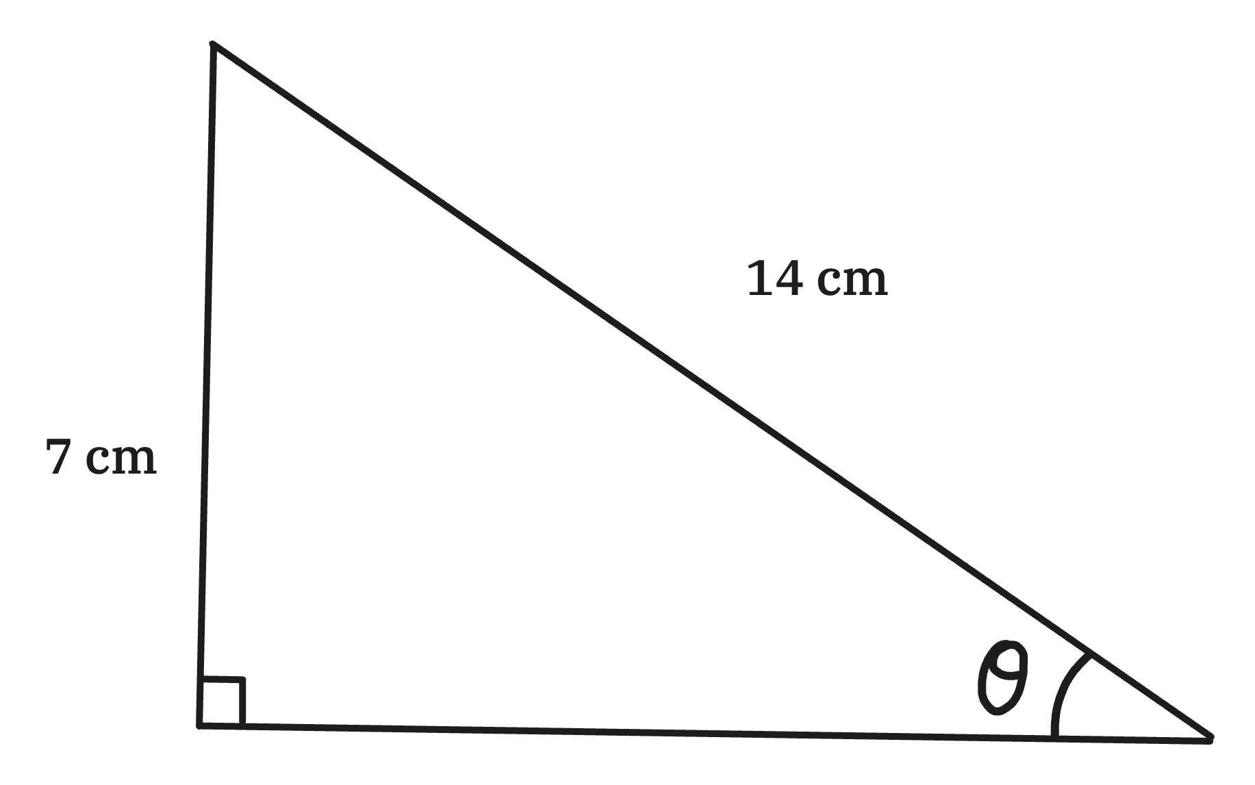 right angled triangle diagram - finding an angle