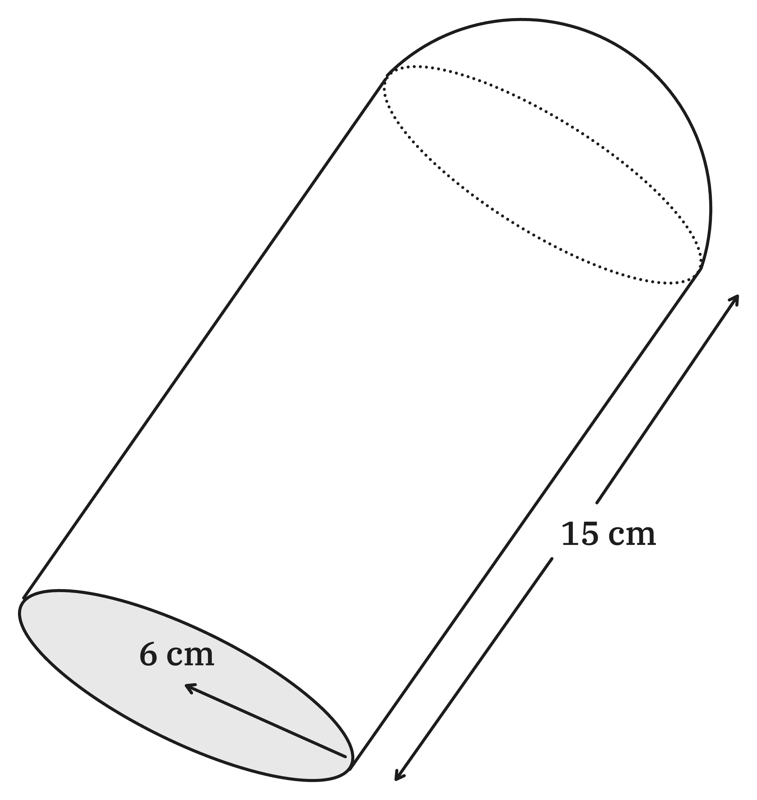 diagram of composite shape of hemisphere and cylinder
