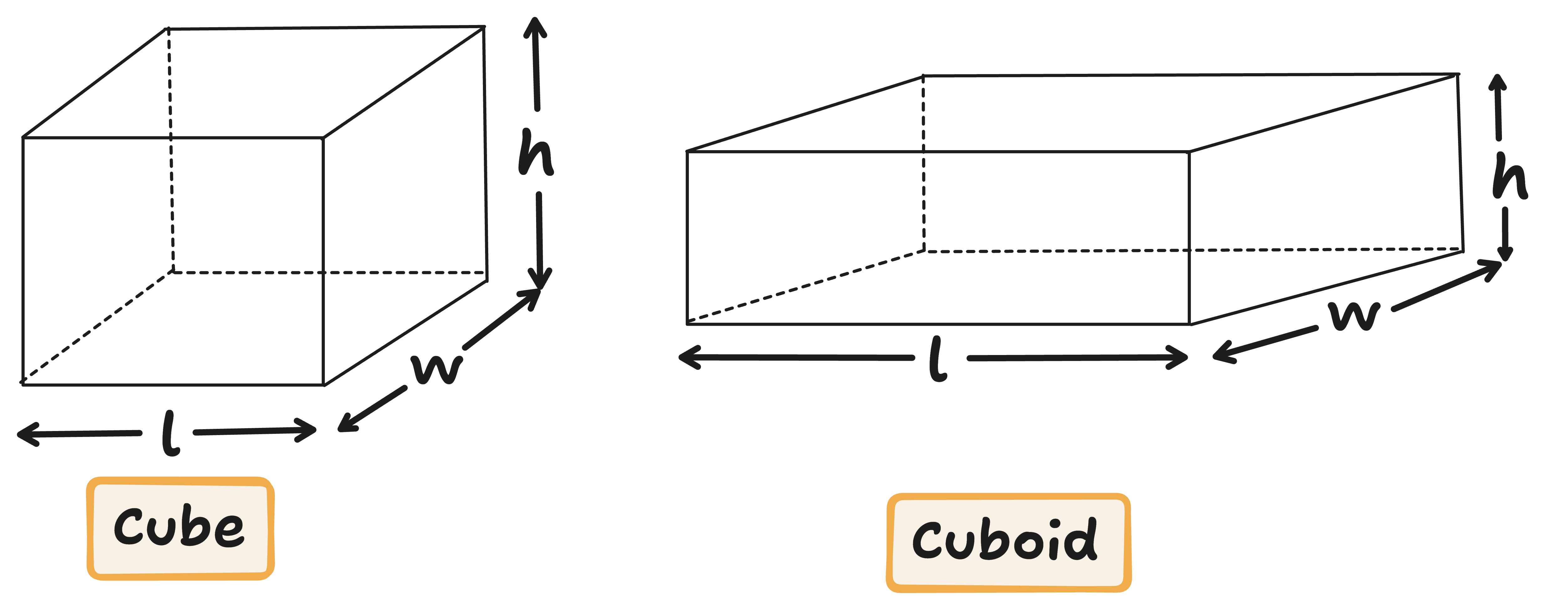 diagram of cube and cuboid