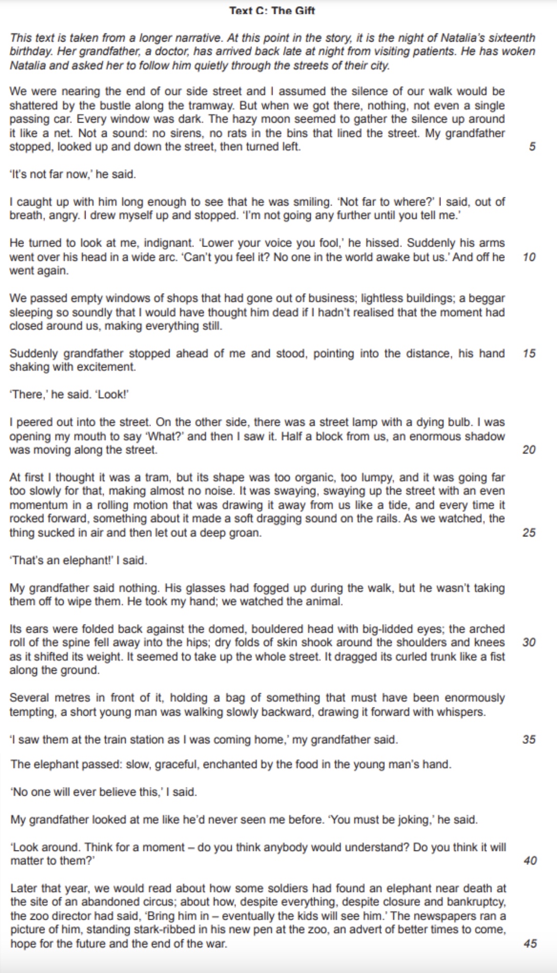 Question 3 Interview example question text extract