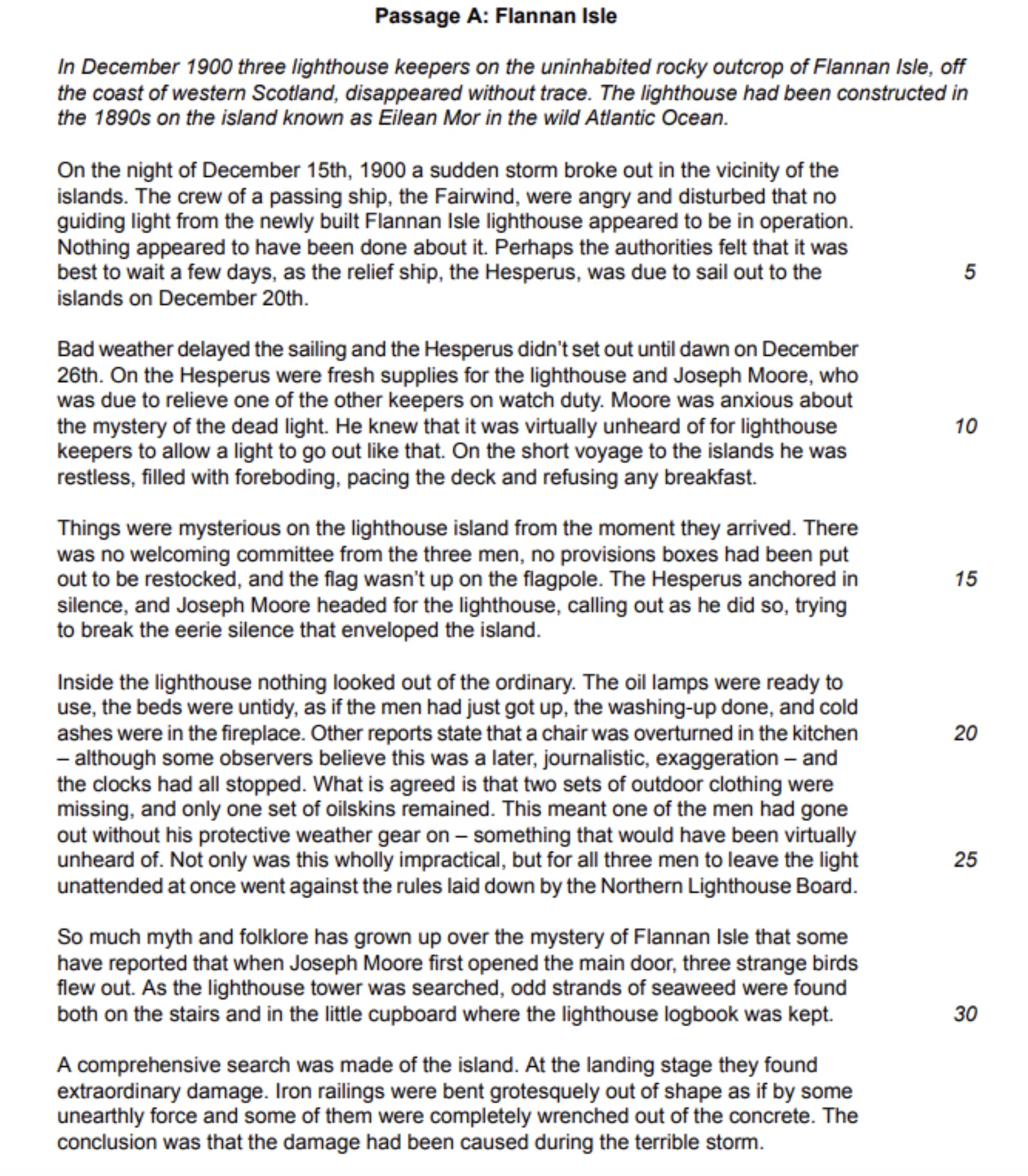 Passage for Question 3 Journal example