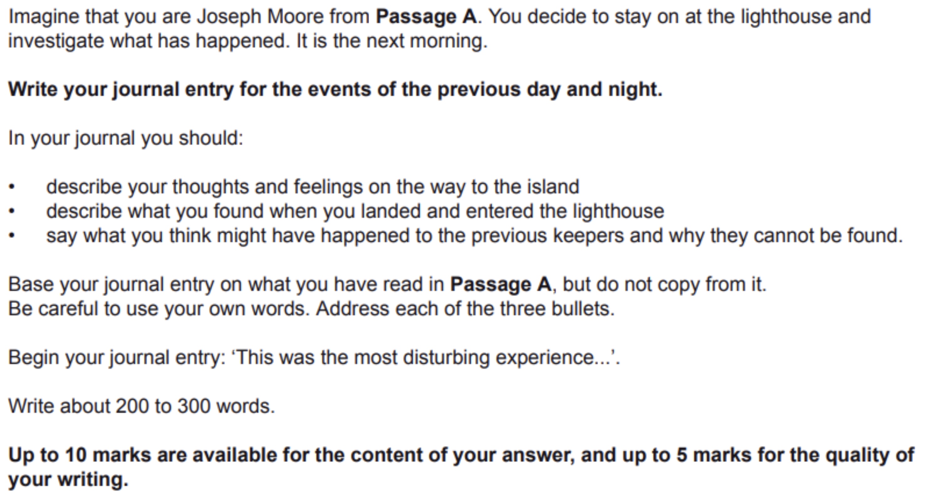 Question 3 Journal example question