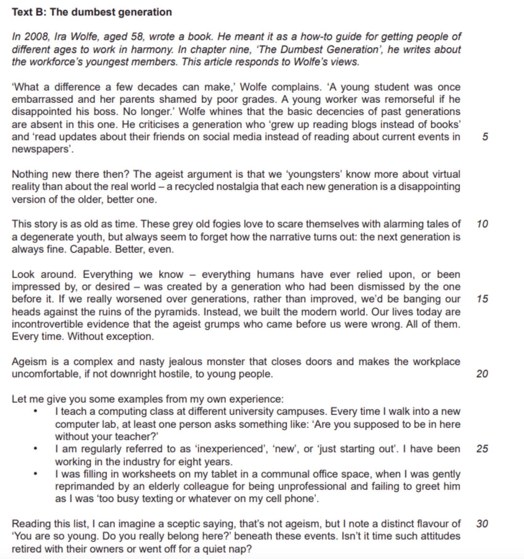 Question 1 Section A Text B extract